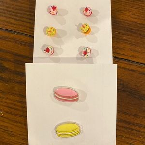 Macaron Pin and Cupcake Earring Bundle